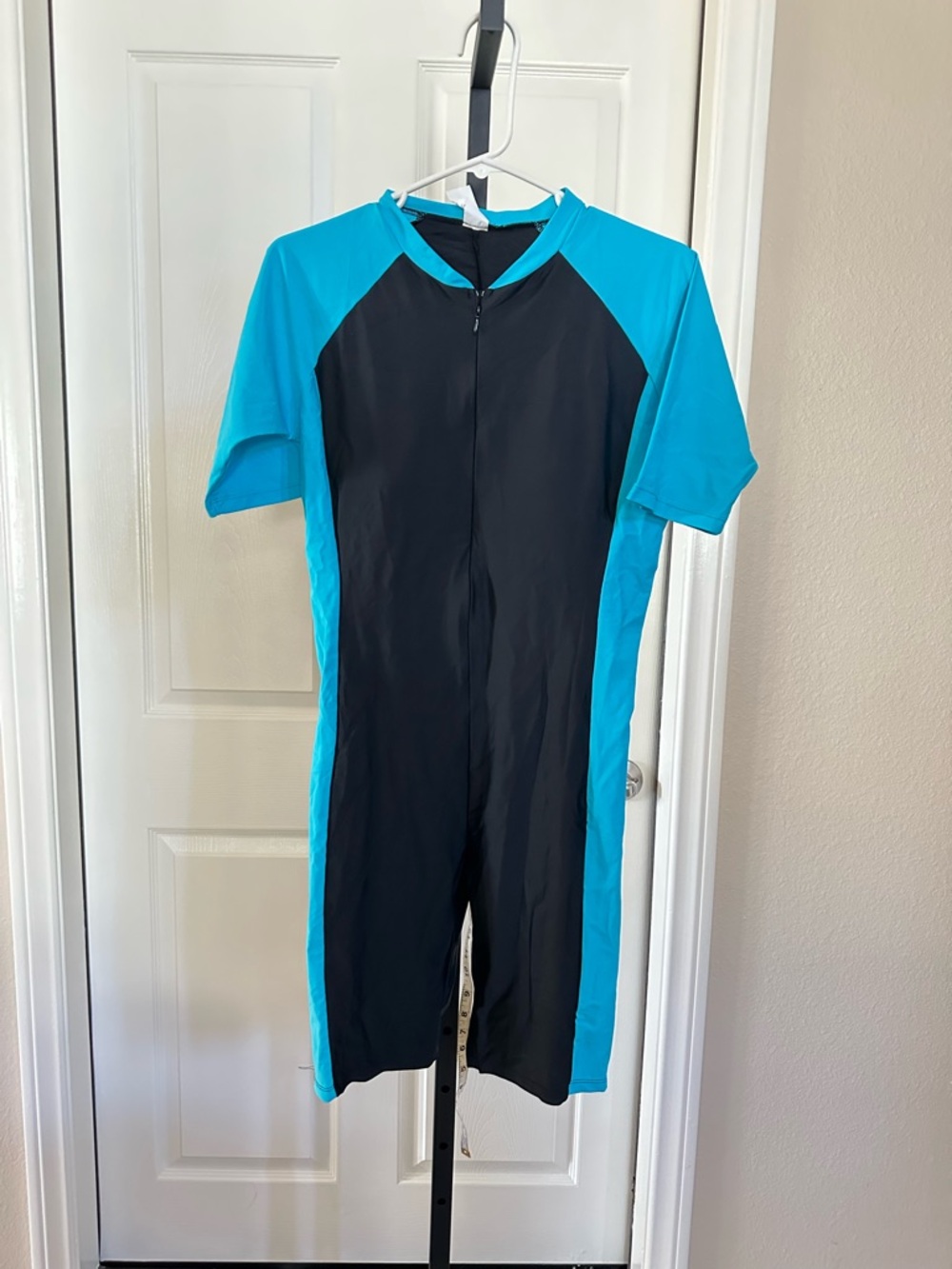 Women’s Short Sleeve Swim Suit Black and Teal